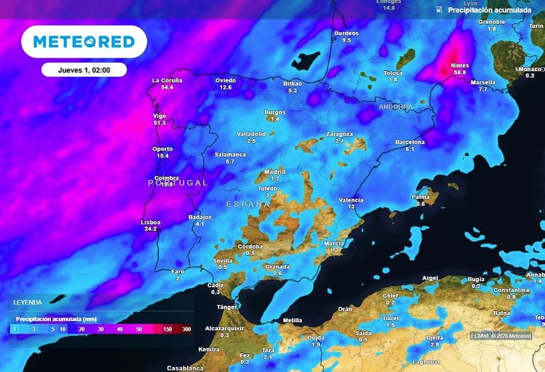 Los modelos IFS y GFS coinciden: en la pr&oacute;xima semana habr&aacute; lluvias superiores a los 30 l/m2 en varias regiones