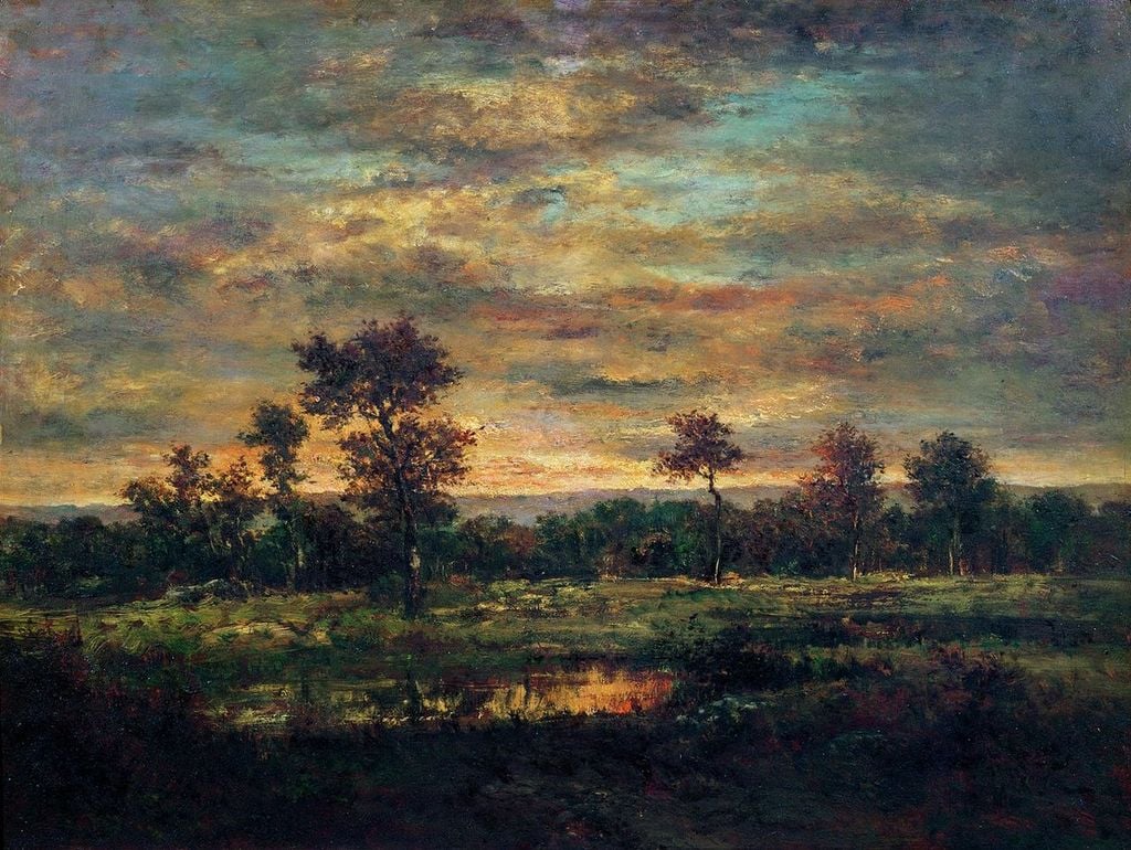 Cielo crepuscular Estanque al borde de un bosque. Cuadro pintado por Théodore Rousseau hacia 1860-1865. © Museo de Grenoble