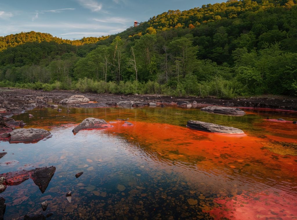 Río contaminado con aguas oxidadas Río contaminado con aguas oxidadas