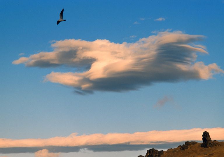 Altocúmulos lenticularis duplicatus, con forma de lente o lenteja y apilados. Con forma de pájaro. Altocúmulos lenticularis duplicatus, con forma de lente o lenteja y apilados. Con forma de pájaro.