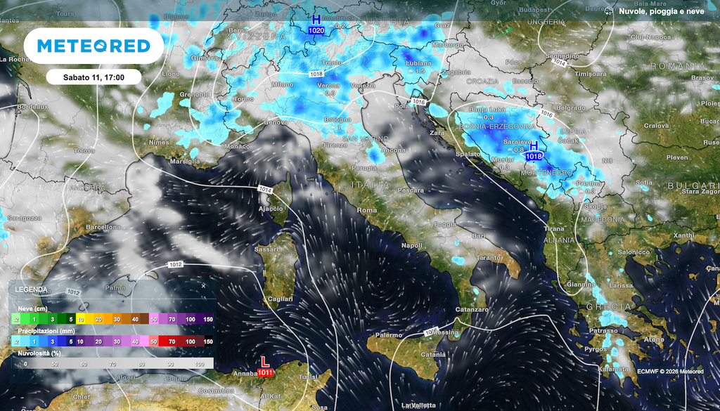 Temporali in sconfinamento da Alpi a pianura Padana fra venerdì e sabato, ECMWF li vede soprattutto sabato, ma alcuni modelli indicano temporalesco anche venerdì.