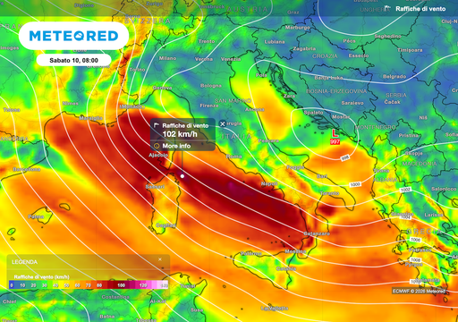 Tempesta Goretti verso l&rsquo;Italia: l&rsquo;avviso di Luca Lombroso per imminente vento forte, neve e graupel