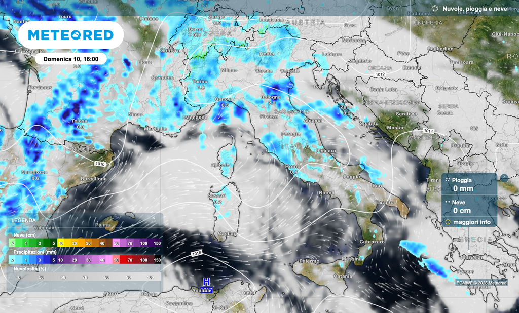 Domenica 10 maggio si formeranno vari temporali al nord e al centro.