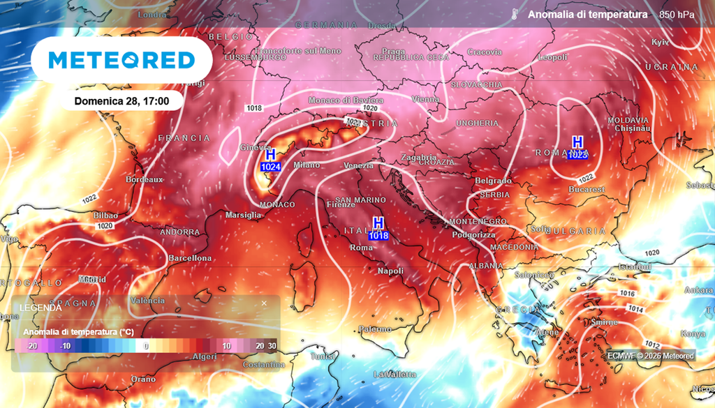 anomalia caldo europa Le anomalie termiche previste in Europa questo fine settimana.