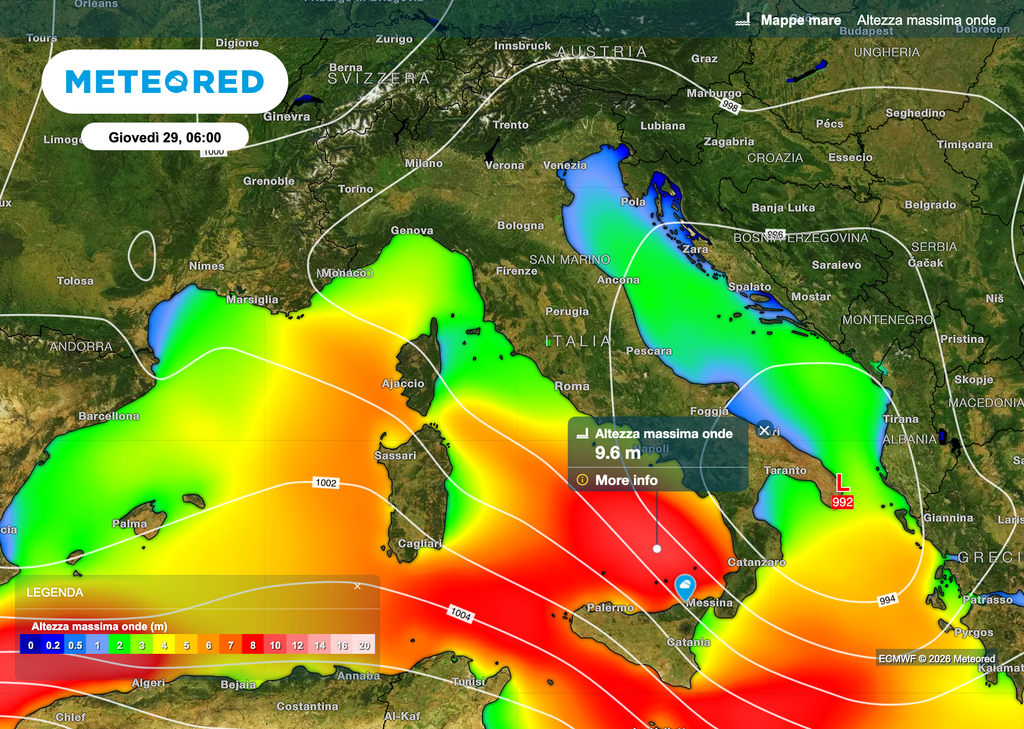 I cicloni che si susseguono nell'ambito del flusso atlantico porteranno nuove burrasche sui mari attorno a Sicilia e Sardegna.