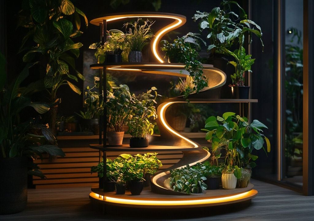 Moderno portavasi da interno con illuminazione a LED