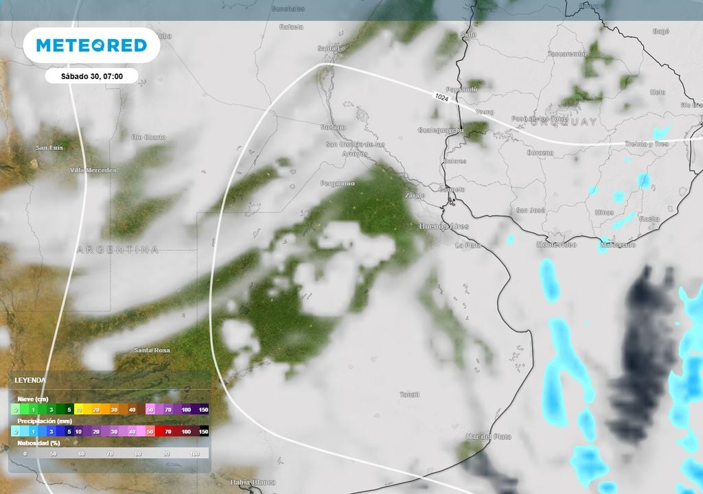 Sábado 30 Situación meteorológica prevista para el sábado 30 de mayo a las 7 AM