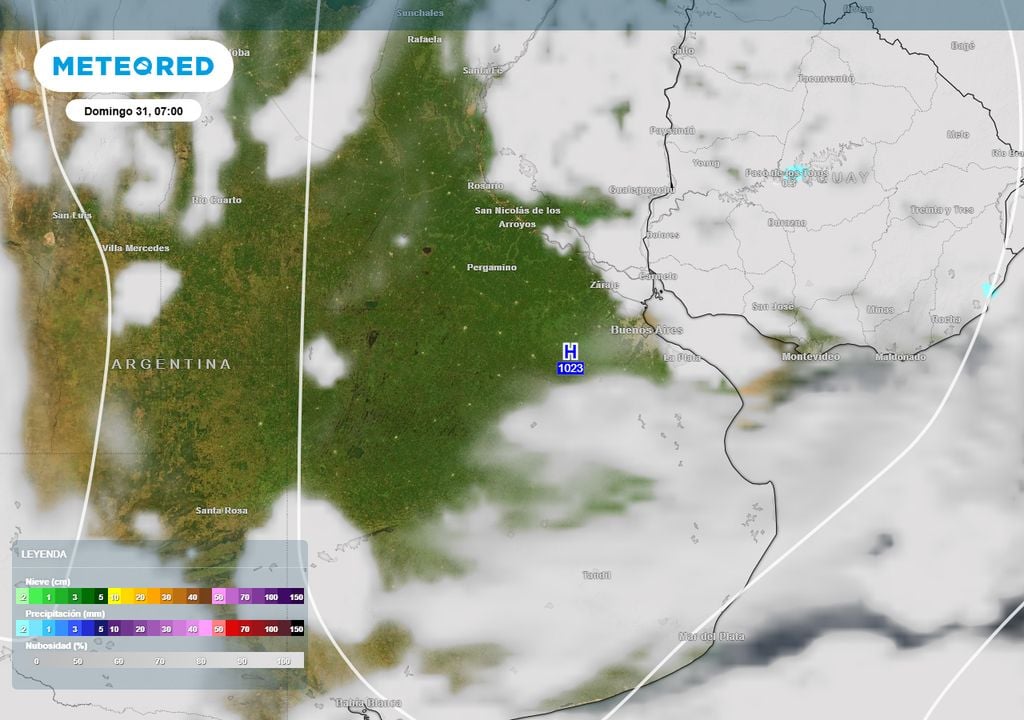 Domingo 31 Situación meteorológica prevista para el domingo 31 de mayo a las 7 AM