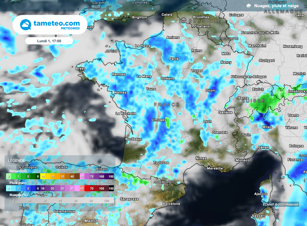 Les averses seront très fréquentes tout au long de votre journée de lundi.