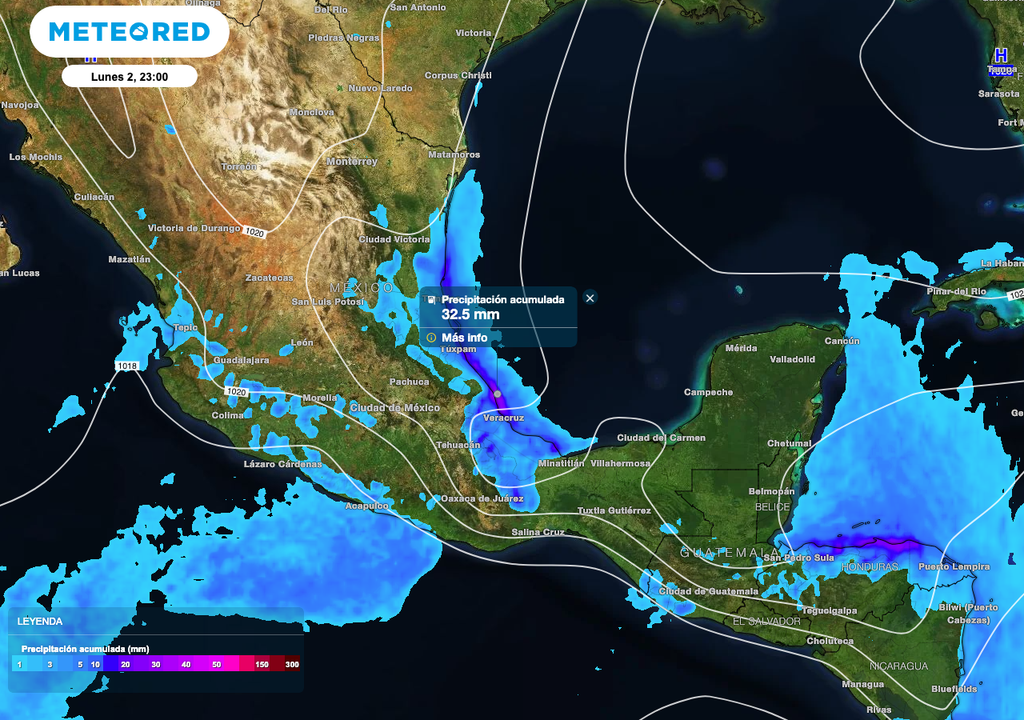 Los acumulados de lluvia más importantes serán al Oriente y en partes del Suroeste de México.