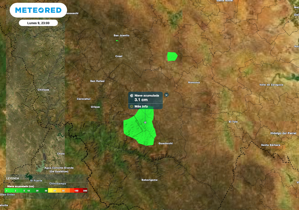 Las precipitaciones invernales que ocurran como lluvia helada, nieve, aguanieve, etc., ocurrirán principalmente durante la noche y madrugada del martes, se recomienda extremar precauciones ante el congelamiento de caminos y carreteras.