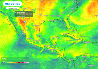 Lunes con vientos intensos con rachas de 70 a 90 km/h en los estados de Chihuahua, Coahuila y Durango