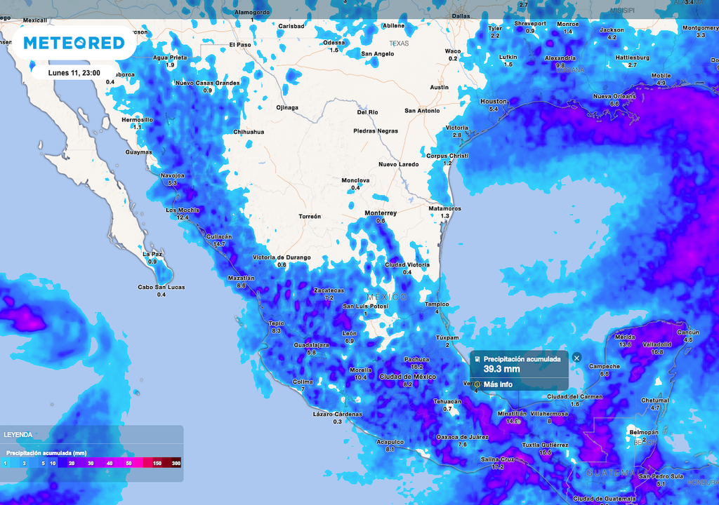 Lluvia acumulada lunes 11 de agosto