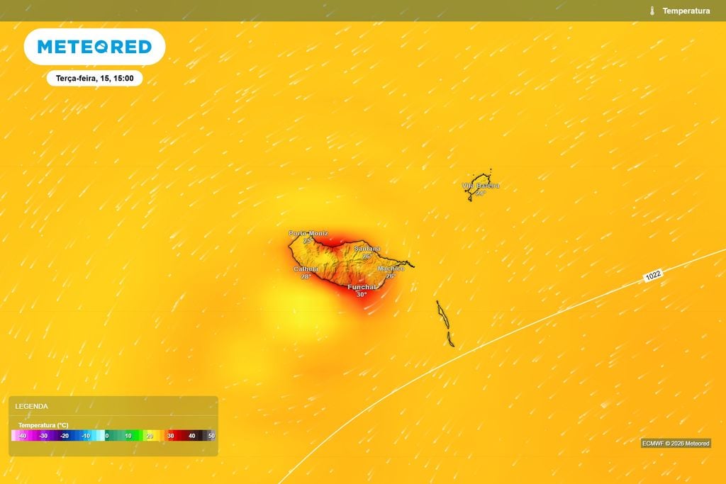 O calor continuará a marcar esta terça-feira na Madeira O modelo europeu prevê temperaturas próximas dos 30 ºC no Funchal durante a tarde desta terça-feira, com valores elevados também noutras zonas da ilha.