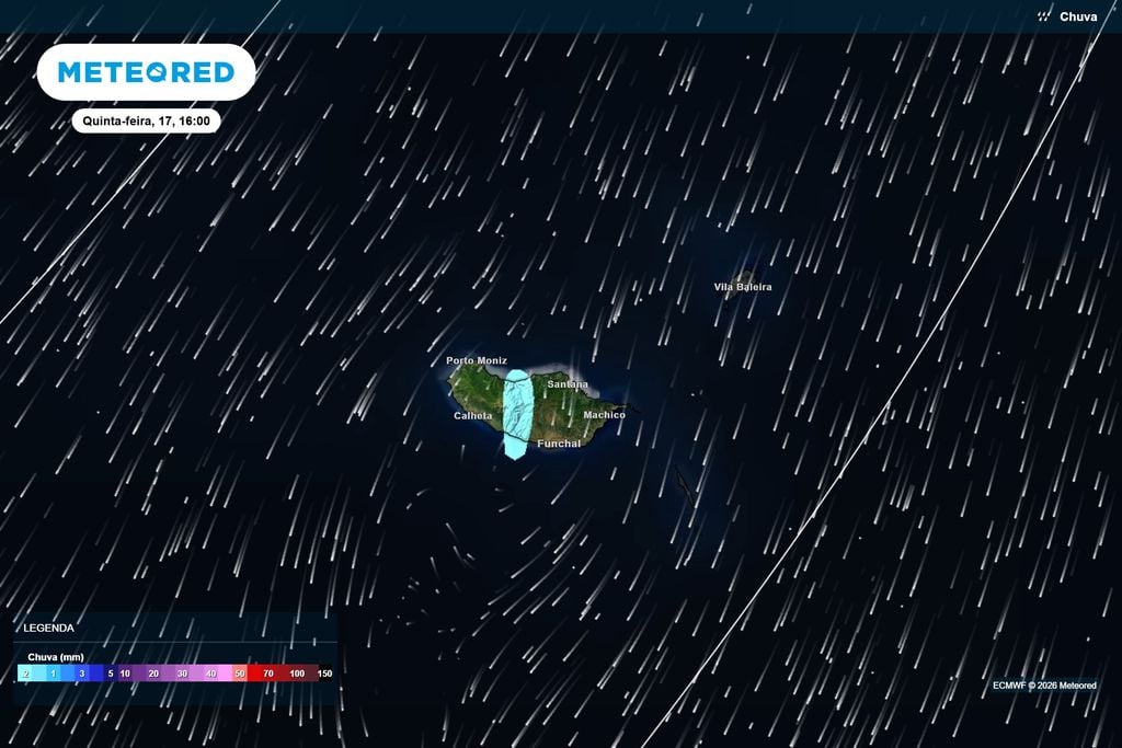 Aguaceiros poderão regressar à Madeira durante a segunda metade da semana A precipitação prevista para quinta-feira deverá ser pouco significativa e localizada, incidindo sobretudo sobre áreas montanhosas da ilha da Madeira.