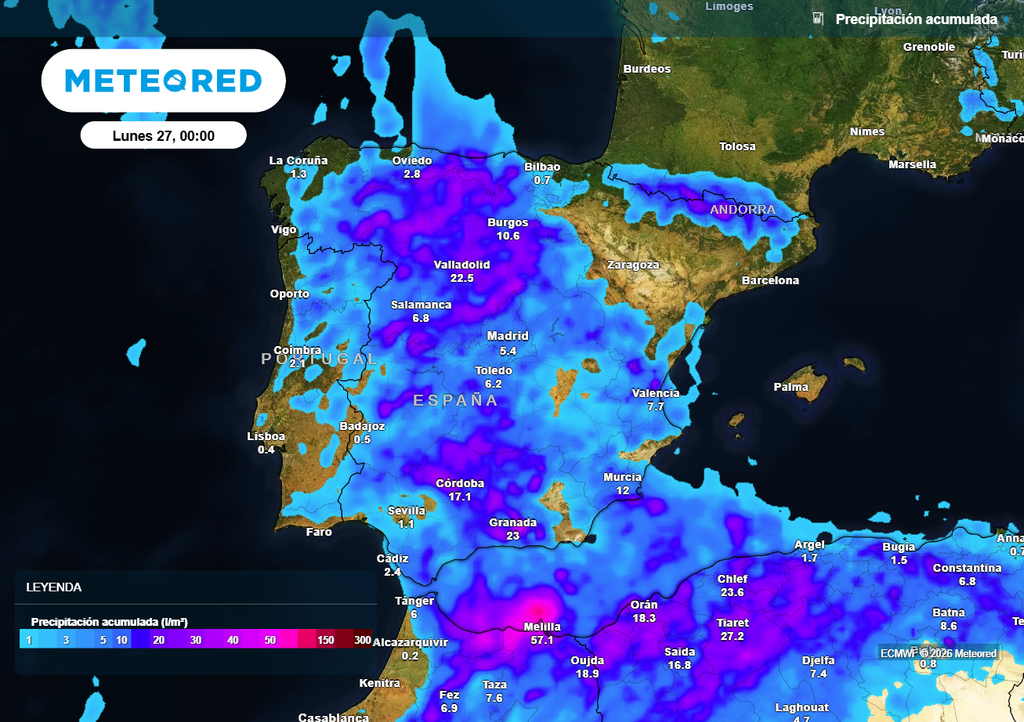 En lo que queda de semana lloverá en gran parte de la España peninsular, pero con registros muy dispares.