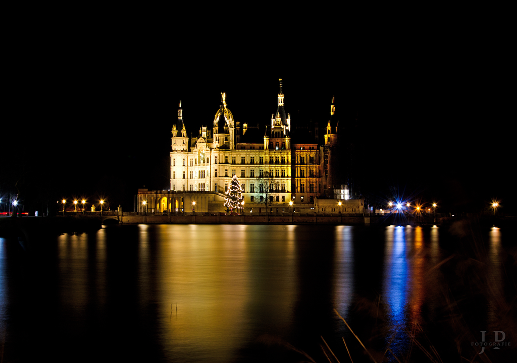 Weihnachtsglanz, Schweriner Schloss, See