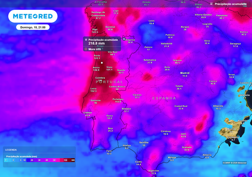 Mais de 218 mm: os 7 distritos de Portugal que v&atilde;o acumular mais chuva at&eacute; domingo