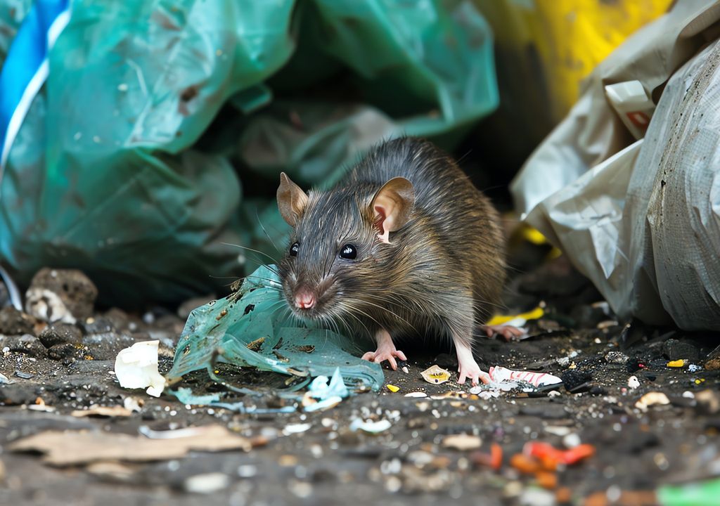 rato em meio ao lixo