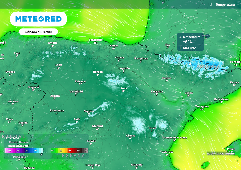 Las heladas pueden ser intensas en zonas de montaña, y en varias capitales rozarán los 0 ºC durante el amanecer del sábado.