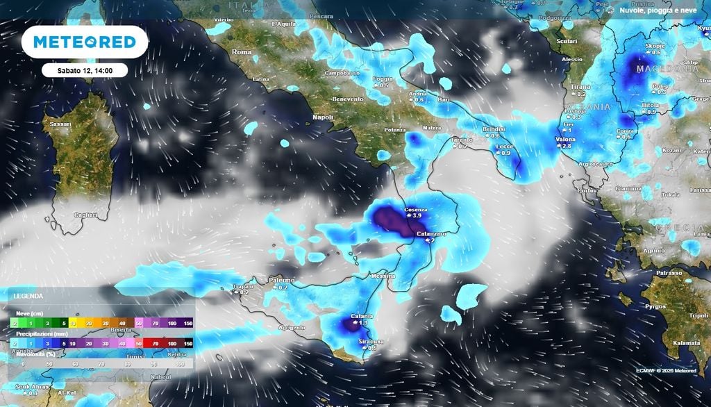 La perturbazione si sposterà al sud entro domenica Dove pioverà maggiormente tra sabato e domenica al Sud Italia