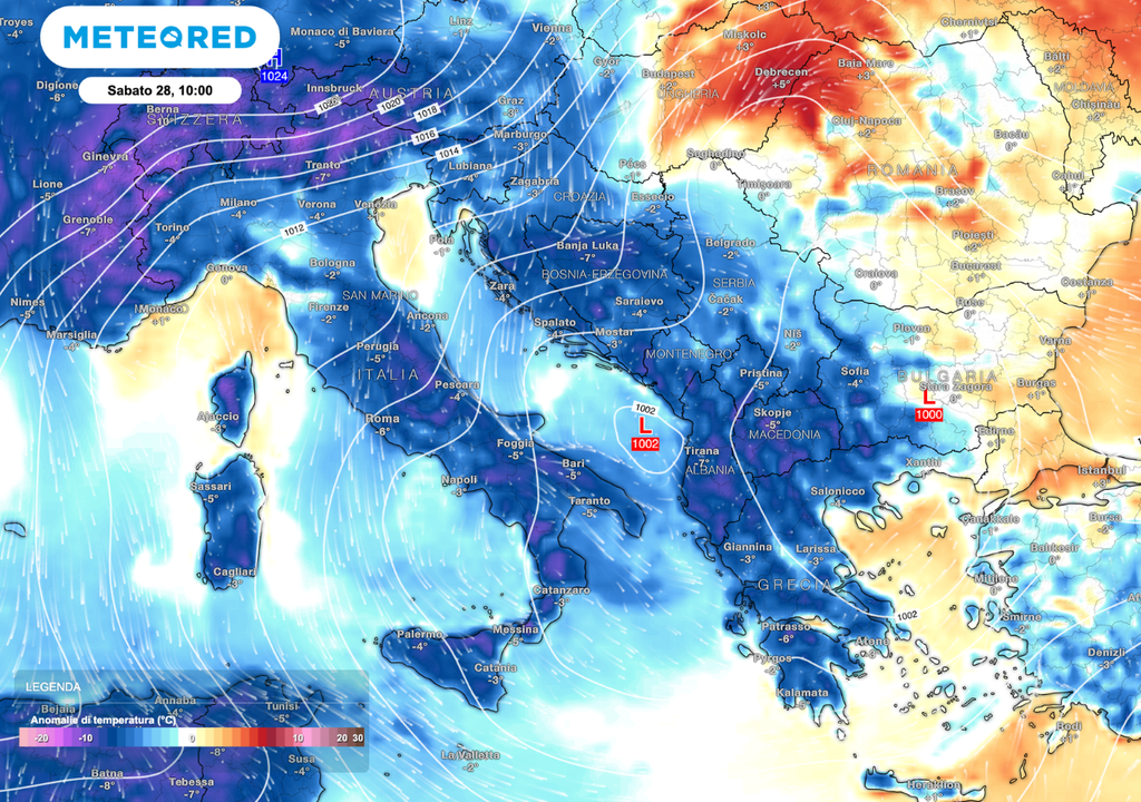 Aria fredda sull’Italia: anomalie di temperatura negative nel fine settimana Aria fredda sull’Italia: anomalie di temperatura negative nel fine settimana