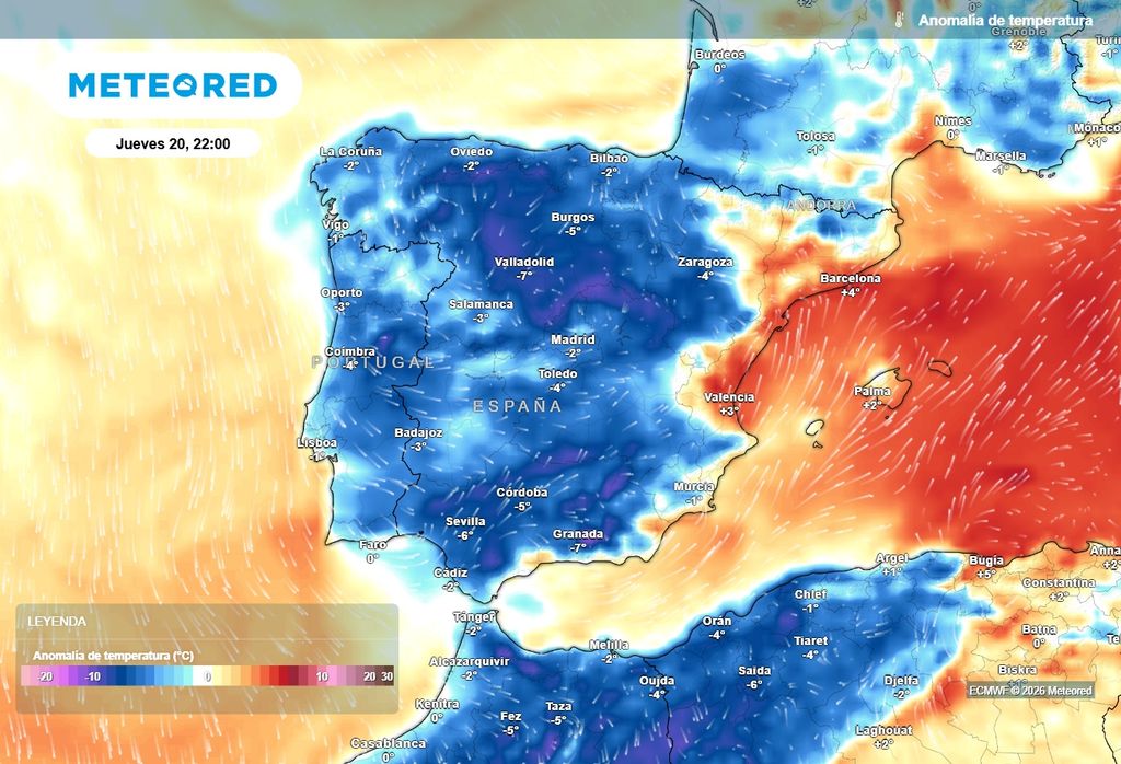 El jueves acabará con temperaturas bastante más bajas de lo habitual en buena parte del país, con la excepción de la costa mediterránea y Baleares.