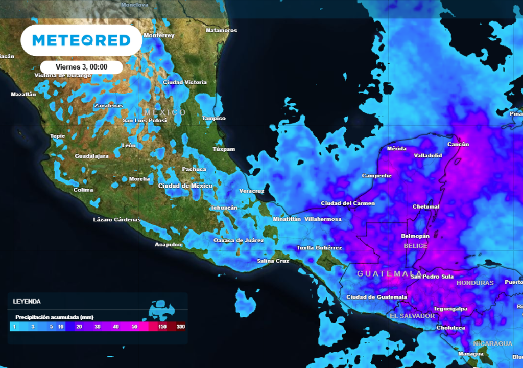 Pronóstico de lluvias para este jueves en México.