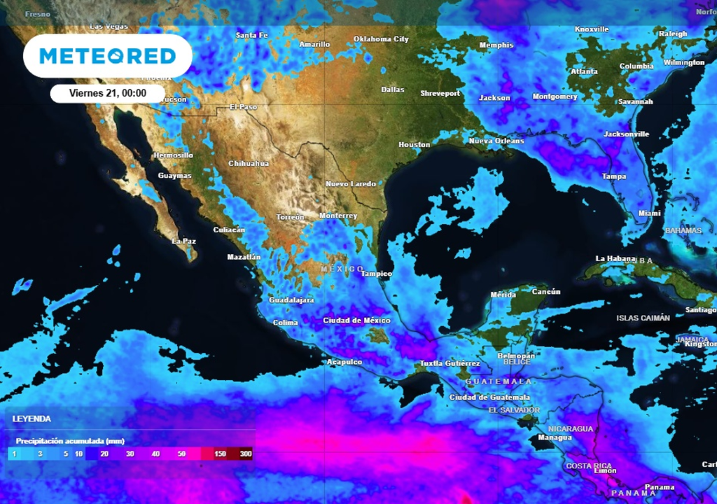 Pronóstico de lluvias para este jueves en México.