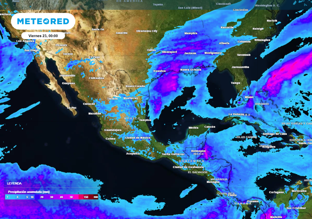 Pronóstico de lluvias para este jueves en México.
