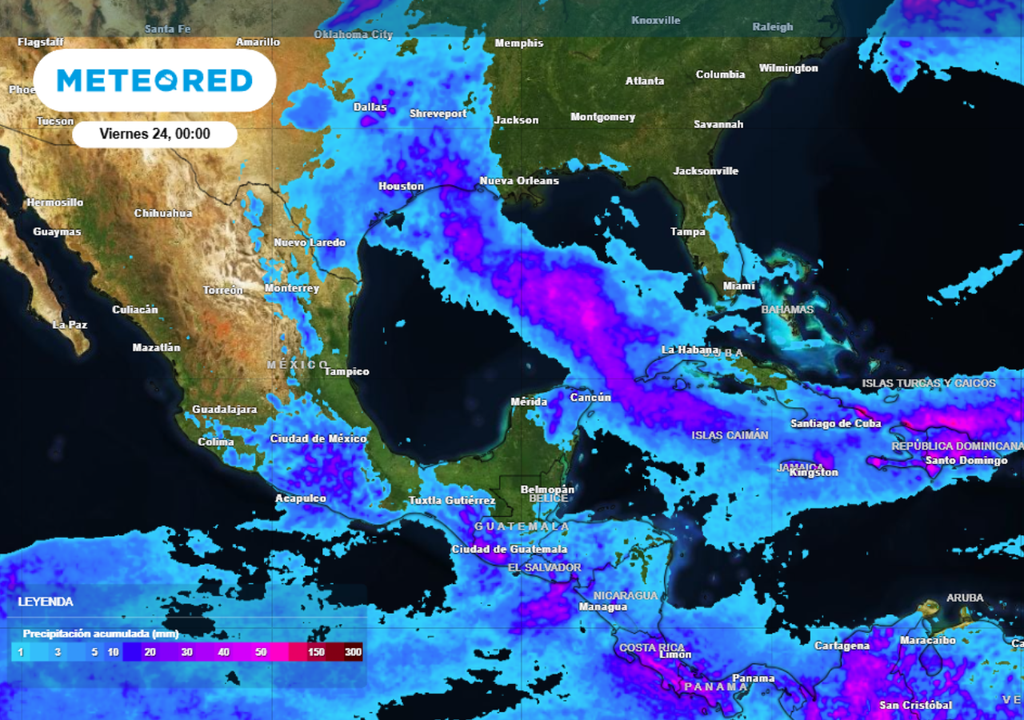 Pronóstico de lluvias para este jueves en México.