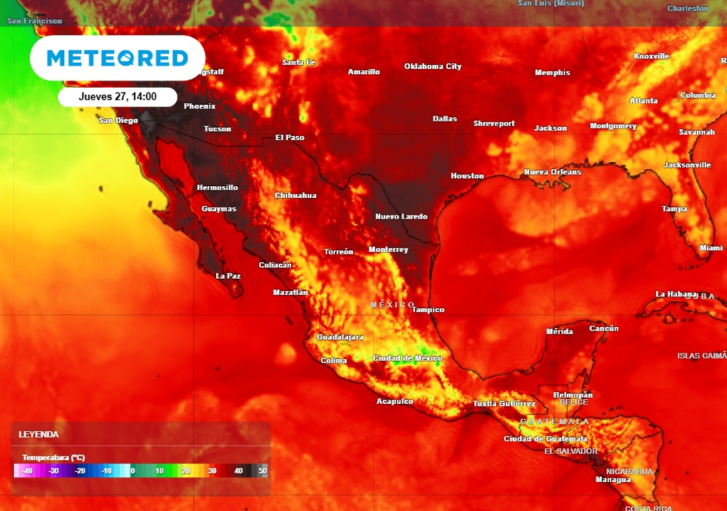 Calor Temperaturas máximas pronosticadas para este jueves.