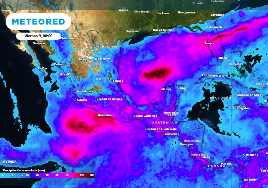 Pronóstico de lluvias para este jueves en México.