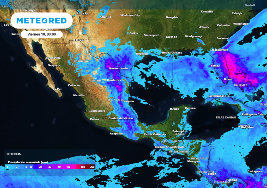 Pronóstico de lluvias para este jueves en México.