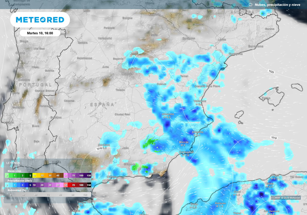 A lo largo de la jornada de mañana, se podrán producir aguaceros localmente intensos e incluso persistentes.