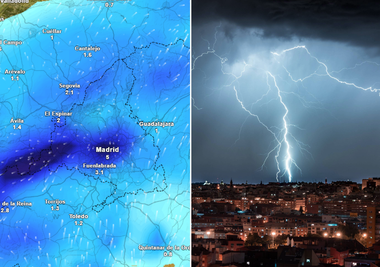 Mañana las lluvias irrumpirán en Madrid con más de 30 l/m2: las horas de mayor intensidad