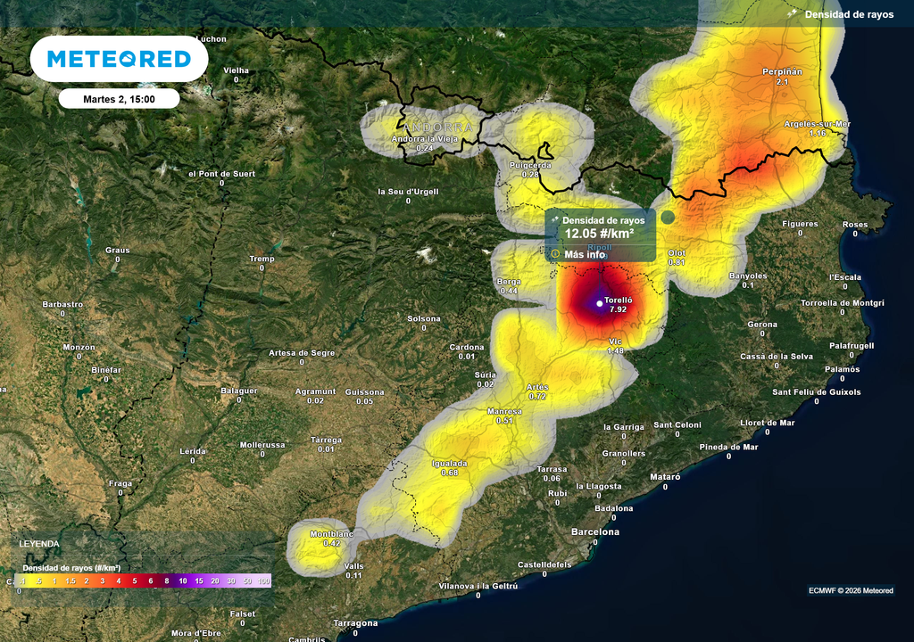 Las tormentas irán acompañadas de abundante aparato eléctrico.