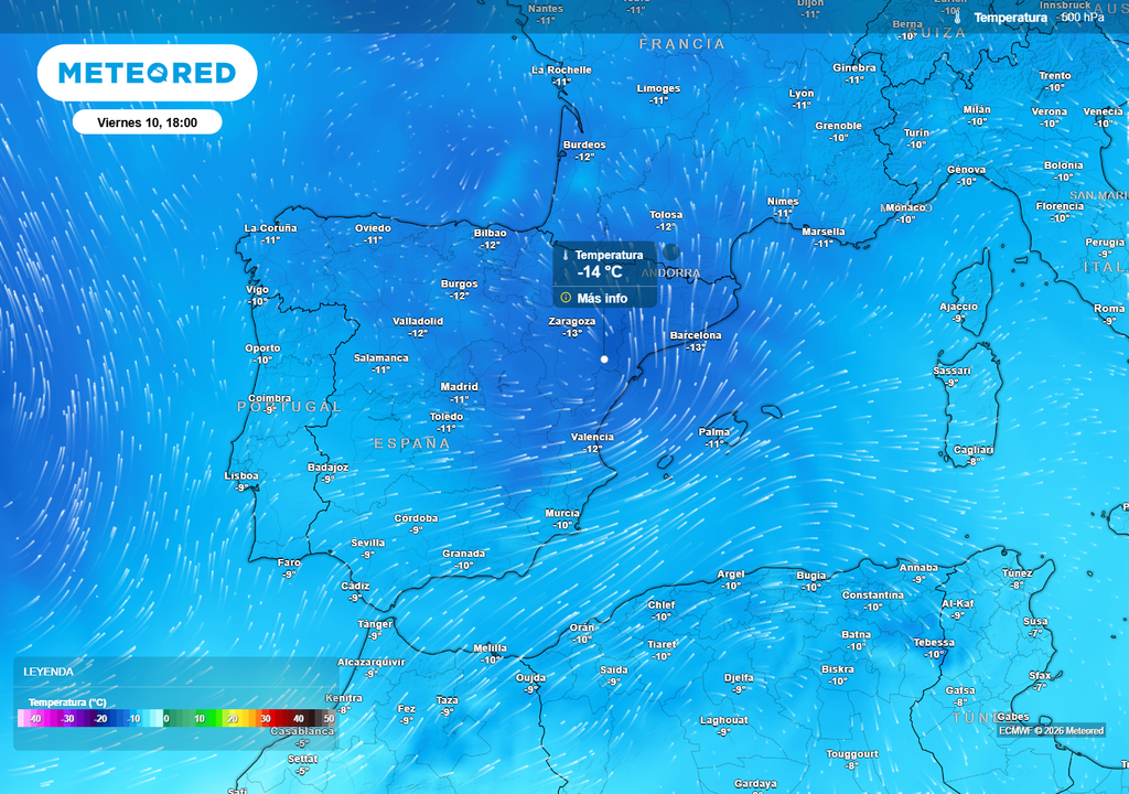 dana Una pequeña dana (-14 ºC a unos 5500 metros de altitud) está cruzando la península ibérica. Dejará tormentas fuertes durante la tarde.