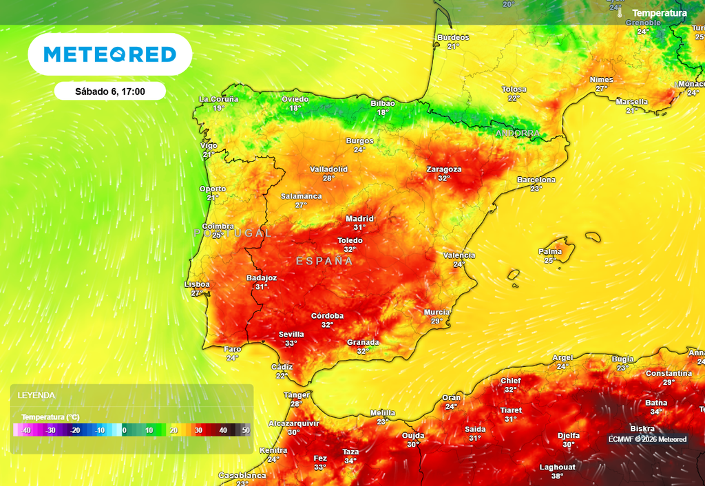 Mañana se superarán claramente los 30 ºC en algunos valles de la Península, mientras que en el norte seguirá el ambiente fresco.
