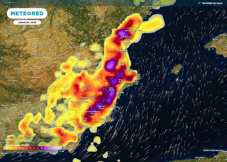 Ma&ntilde;ana las tormentas fuertes sofocar&aacute;n el calor extremo de Albacete, Regi&oacute;n de Murcia y Comunidad Valenciana
