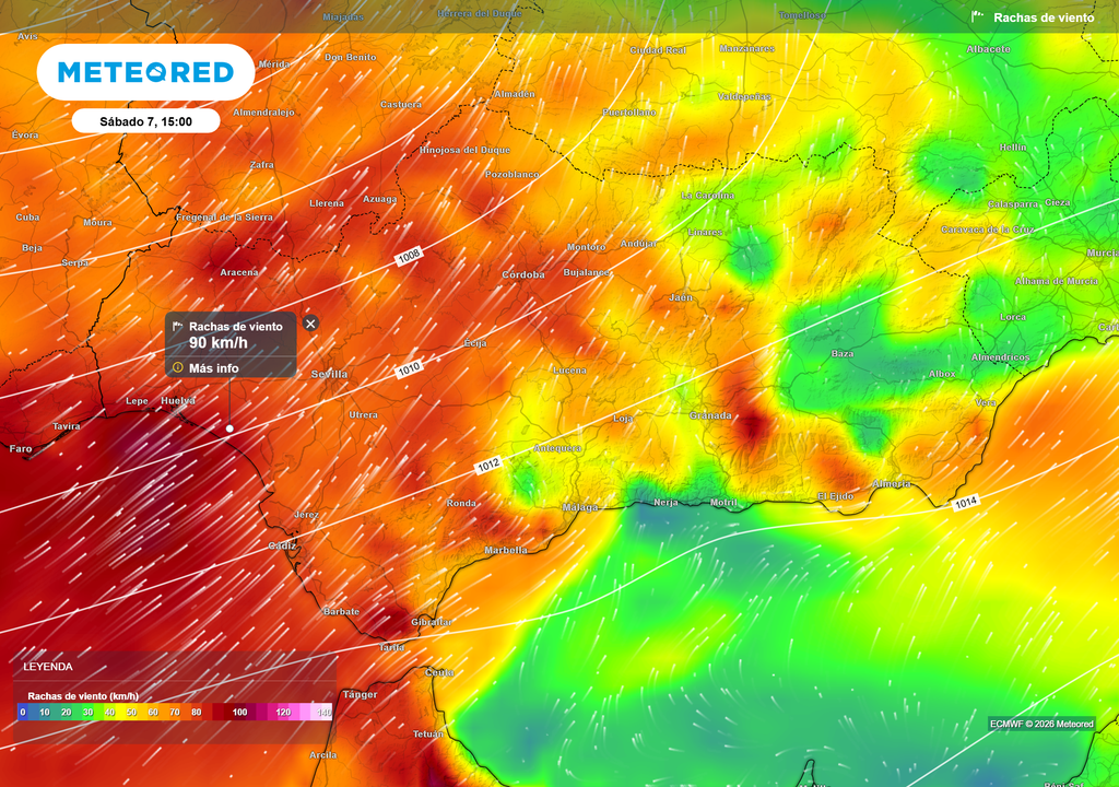 Los vientos ábregos dejarán rachas que podrían superar los 90 km/h.