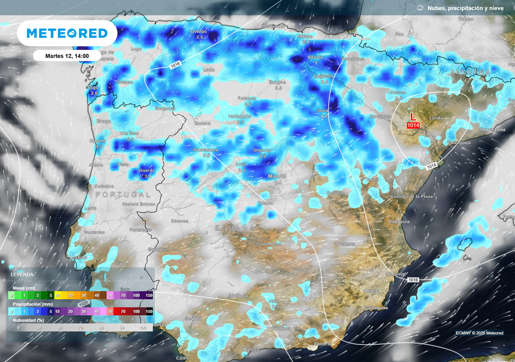 Las precipitaciones se concentrarán en la mitad norte.