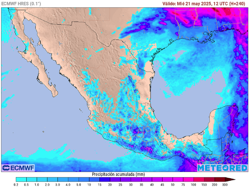 Pronóstico de lluvias acumuladas en milímetros