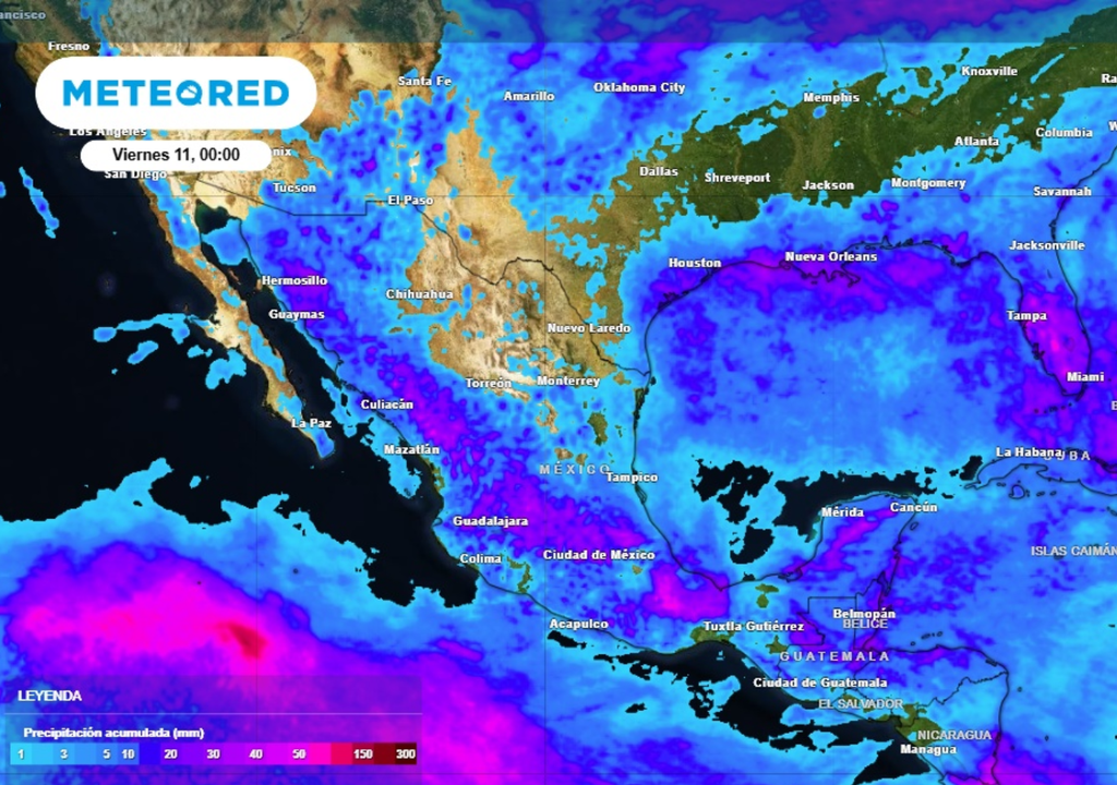 Lluvias Pronóstico de lluvias para este jueves en México.