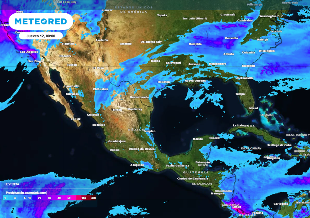 Pronóstico de lluvias para este miércoles en México.