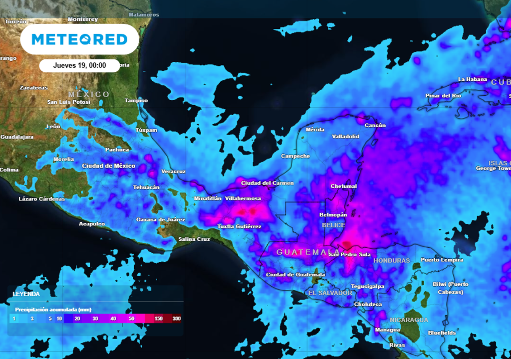 Pronóstico de lluvias para este miércoles en México.