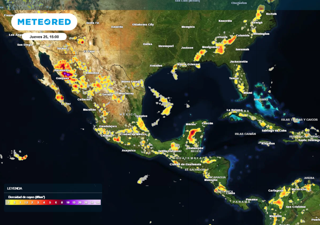 Para este miércoles se presentará actividad eléctrica en varios estados de México.