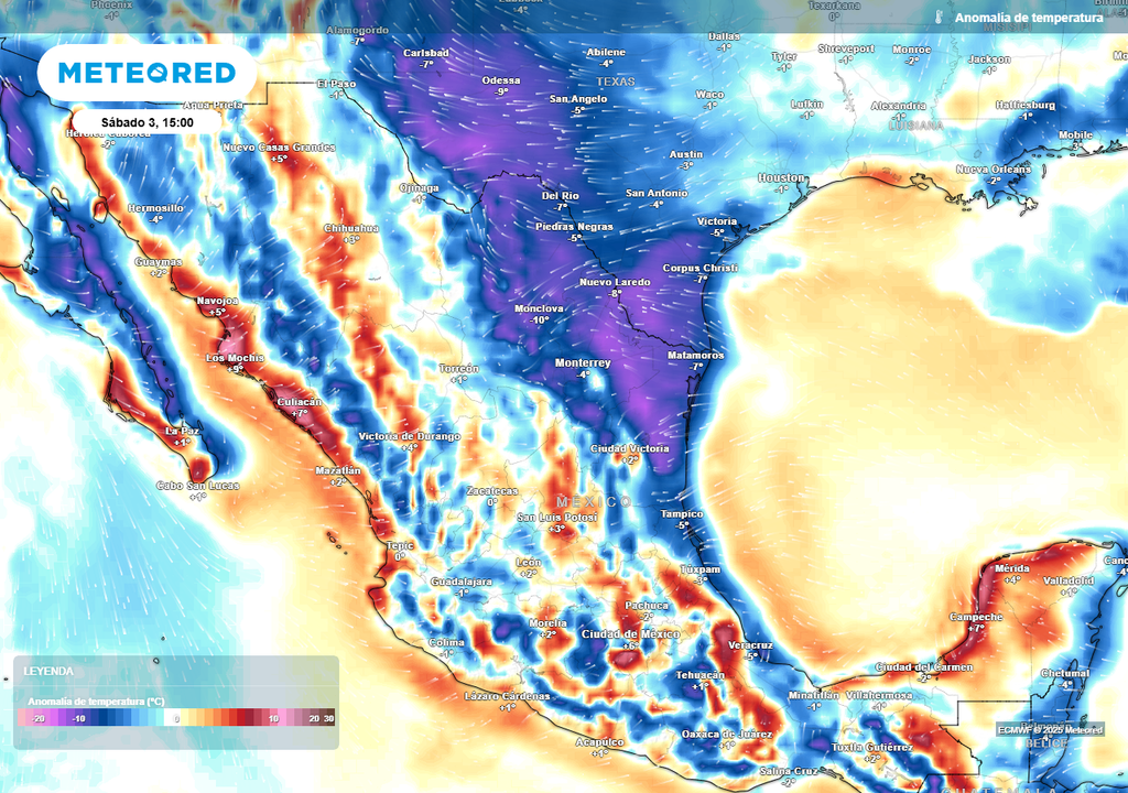 Pronóstico de anomalías en grados Celsius Pronóstico de anomalías en grados Celsius