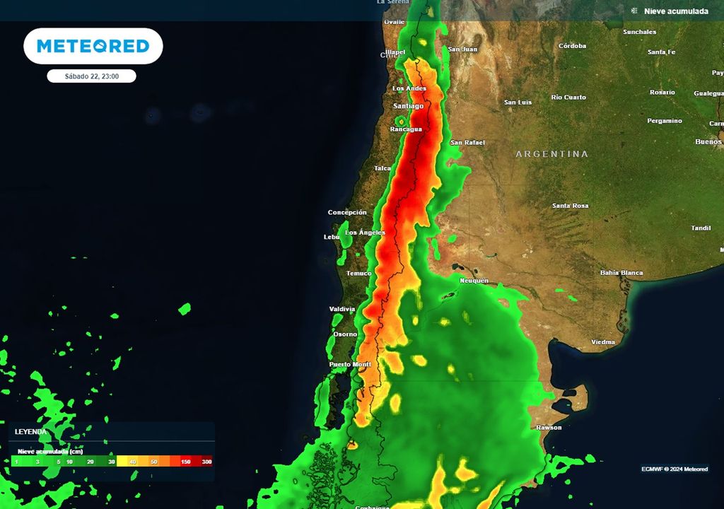 nieve acumulada prevista por el modelo del ECMWF nieve acumulada prevista por el modelo del ECMWF