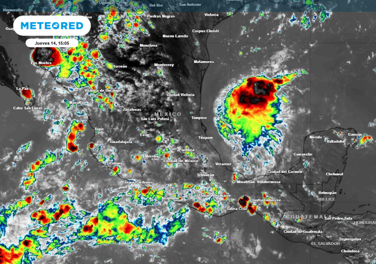 Mañana viernes 15 de agosto, 11 estados de México recibirán lluvias muy fuertes: hasta 75 mm